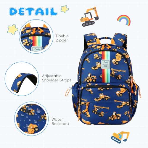 CAMTOP Backpack for Kids, Boys Girls Preschool Backpacks with Lunch Box Toddler Kindergarten School Bookbag Set - color: Rainbow Strip Navy