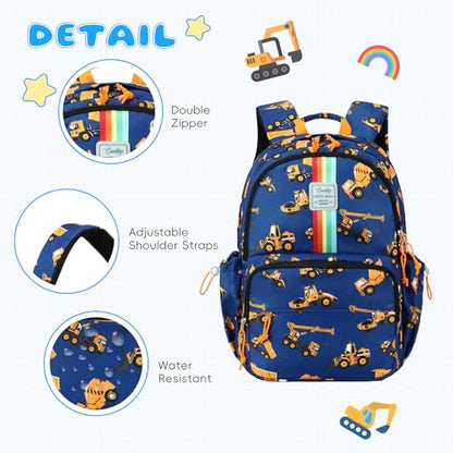 CAMTOP Backpack for Kids, Boys Girls Preschool Backpacks with Lunch Box Toddler Kindergarten School Bookbag Set - color: Rainbow Strip Navy
