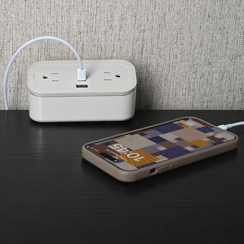 CubieMini - Tabletop Power Strip Charging Station with Outlets and USB Ports (Latte) - color: Latte