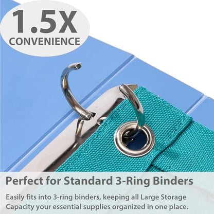 SPACEMATE Binder Pencil Pouch Case Box Bag for 3 Ring Binder School Supplies Girls Boys Kids, Clear Preppy Stuff Large Aesthetic Pen Organizer, Back to College Stationary, 1 Pack, Teal - color: Teal