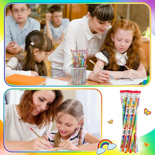 Frienda 200 Pcs 2026 VBS Pencils Bulk Jesus Loves Me Motivational Pencils for 2026 VBS Teachers Prize Classroom Reward with Butterfly Rainbow Heart for Students Kids Christian Party Supplies