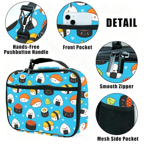 Sushi Lunch Box Insulated Reusable Lunch Bag Tote Cooler for Women Men Boy Girl School Work Office Picnic - color: Sushi