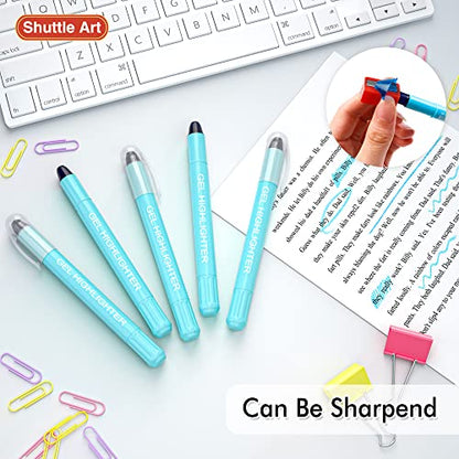 Shuttle Art 5 Pack Blue Gel Highlighters,Bible Highlighters,No Bleed Through, Bible Journaling Supplies,Great for Journaling, Highlighting and Studying - color: Blue