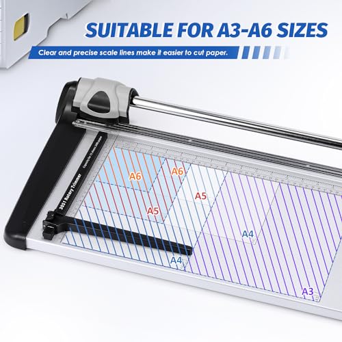 Rotary Paper Trimmer, 15 Sheets Heavy Duty Paper Trimmer, 480mm(18.90") Cutting Length, Commercial Grade Rotary Paper Cutter for Home/Office/School, Black & Silver - size: 18.90"