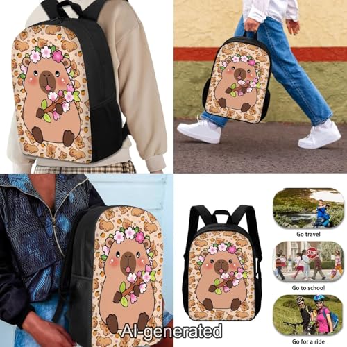 Cartoon Capybara 3 Piece Kids Backpack Set with Lunch Box Pencil Case Kids Backpack for Girls Portable Lunch Bag Multifunctional Pencil Case Gift for Girls Boys - color: Cartoon Capybara-a