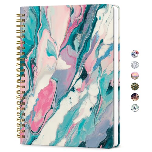 ZOTIA Lined Spiral Journal for Women, A5 Aesthetic Hardcover Notebook for Work, School & Note Taking, Pretty College Ruled Journal, 140 Pages, 6" x 8", Candy Marble - color: T-Candy Marble