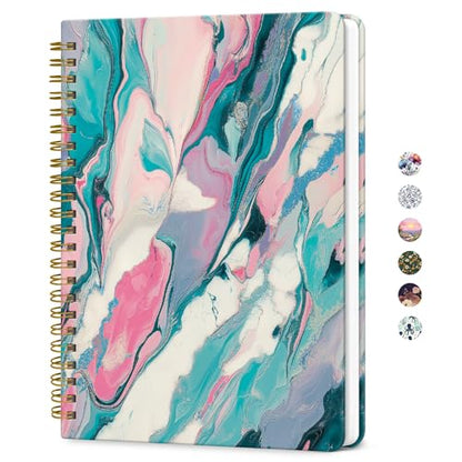 ZOTIA Lined Spiral Journal for Women, A5 Aesthetic Hardcover Notebook for Work, School & Note Taking, Pretty College Ruled Journal, 140 Pages, 6" x 8", Candy Marble - color: T-Candy Marble