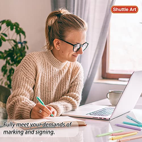 Shuttle Art Ballpoint Pens, 15 Pack Pastel Retractable Black Ink Ball Point Pens, Cute Pens 1.0mm Medium Point Quick Drying for Writing Journaling Taking Notes School Office Home - color: Pastel Barrel--15 Black Ink