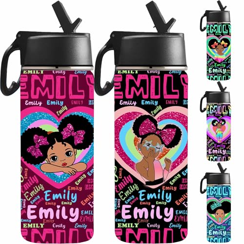 Customized Water Bottle with Name for Kids, Personalized Children's Water Bottle Insulated Cup with Straw Lid for Girls - color: Color_19