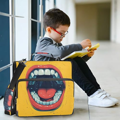 Funny Cartoon Mouth Zipper Binder with Shoulder Strap, 500 Sheets Capacity, Multiple Pockets 1.5Inch 3 Ring Zipper Binder - color: Funny Cartoon Mouth