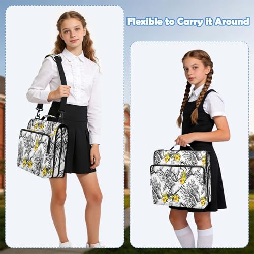 Birds 2inch 3 Ring Zipper Binder Multi-Pocket Storage Holds 14 Inch Laptop for Students and Office Use - color: Birds