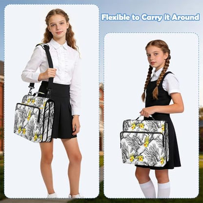 Birds 2inch 3 Ring Zipper Binder Multi-Pocket Storage Holds 14 Inch Laptop for Students and Office Use - color: Birds