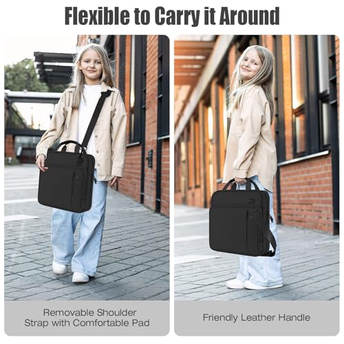 MoKo Zipper Binder, 3 Inch 3 D Ring, 5 Tab File Folders, 700 Sheets, Black | Water-repellent 900D Oxford with five file pockets, two mesh pockets, a handle and padded shoulder strap. - color: Black, size: 3-Inch D-ring