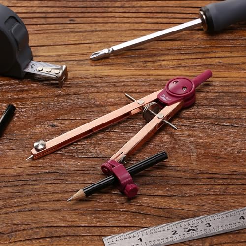 Mr. Pen- Metal Geometry Compass, Center-Wheel Design | Precision Drafting Compass with Pencil for School & Technical Drawing, Draws Circles up to 11 Inches Diameter - color: Rose Gold