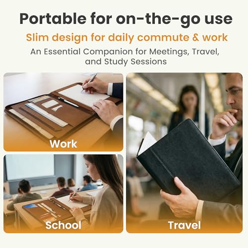 KHOMO Universal Padfolio Case – Tablet Portfolio Organizer with Notepad Holder – Compatible with iPad 10th/11th Gen, iPad Pro 11, iPad 7/8/9 (10.2", 10.9", 9.7") - color: Black