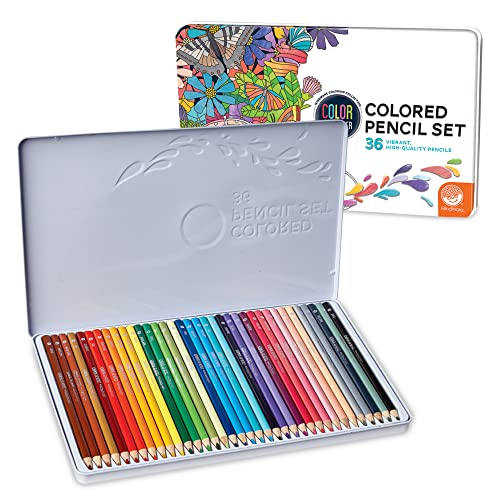 MindWare Color by Number Colored Pencils for Kids & Adults - Great as Drawing Pencils or Classroom Supplies - Set of 36 Coloring Pencils in a Durable Tin Storage Container - Ages 5 and Up | Color-by-number pages that reveal a hidden image as you go.