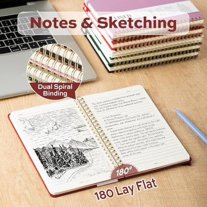 deli Crimson Lined Spiral Journal Notebook, 160 Pages, A5 (5.5"x8") Hardcover Writing Notebook, College Ruled Spiral Bound Journal for Women & Men - Perfect for Work, School, Office & Note Taking - color: Crimson