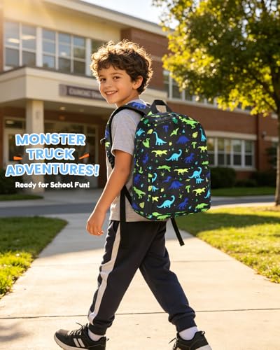 CAMTOP Backpack for Kids, Boys Girls Preschool Backpacks with Lunch Box Toddler Kindergarten School Bookbag Set (Dinosaur Blue Green) - color: Dinosaur Blue Green