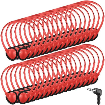 Konohan 30 Pack Headphones Bulk Headphone for School Classroom Student Wired Headphones Adjustable with 3.5 mm Jack for Adults (Red) - color: Red