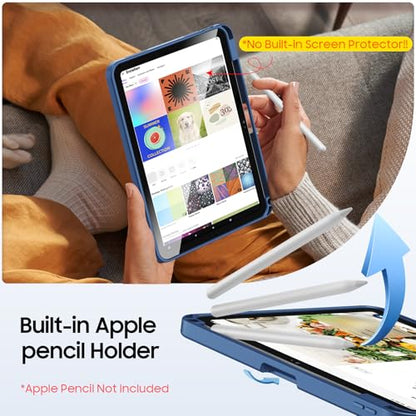 Fintie Shockproof Case for iPad (A16) 11th Generation 11 Inch (2025), iPad 10th Generation 10.9 Inch (2022) - [Built-in Pencil Holder] Slim Frosted Hard Cover with Multi-Angle Kickstand, Navy Blue - color: Navy Blue