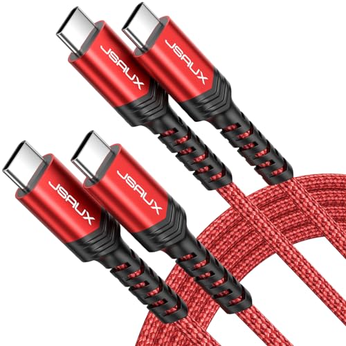 JSAUX 100W USB C to USB C Cable for iPhone 17, USBC Type C Charge Cord 5A Fast Charging Compatible with iPhone 17 Air 16 15 Pro Max Samsung Galaxy S25 S24 MacBook iPad Pro Carplay (2-Pack, 10ft) Red - color: Red, size: 10FT+10FT