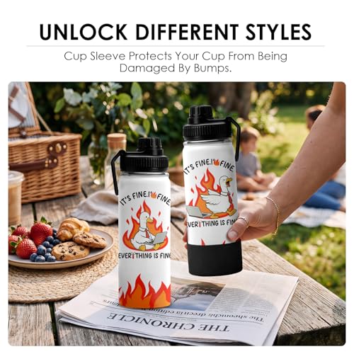 It's Fine I'm Fine Goose Water Bottle Goose Gifts For Gooses Lovers Women Men Funny Animal Duck Coffee Travel Mug with Handle Insulated for Hot and Cold Drink Ice 18oz Tumbler - color: Goose