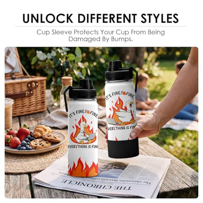 It's Fine I'm Fine Goose Water Bottle Goose Gifts For Gooses Lovers Women Men Funny Animal Duck Coffee Travel Mug with Handle Insulated for Hot and Cold Drink Ice 18oz Tumbler - color: Goose