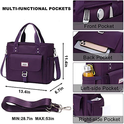 Weitars Lunch Bag for Women Work,Insulated Lunch Box Extra Large Lunch Tote Bag,Wide-Open Tote Cooler Bag With Removable Shoulder Strap with Side Pocket,Lunchbag For Picnic Hiking Beach - color: Purple