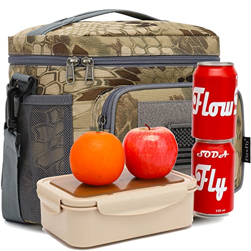 FlowFly Lunch Bag, Insulated Cooler, Thermal Lunch Box Tote with MOLLE/PALS Webbing, Adjustable Padded Shoulder Strap, for Tactical Men Women Adults and Boys Girls Kids (Camo#3, Medium) - color: Camo#3, size: Medium