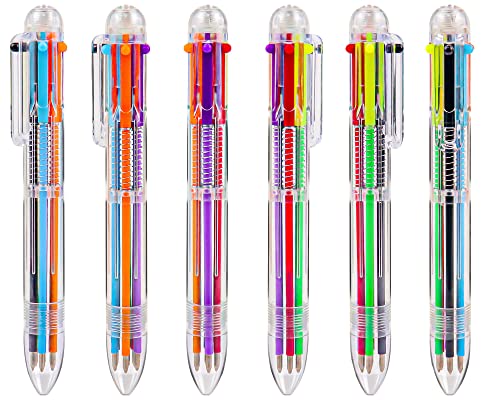 48 Pack 0.5mm 6-in-1 Multicolor Ballpoint Pen, 6 Color Transparent Barrel Retractable Ballpoint Pens for Office School Supplies Students Gift - color: Multicolor-48Pack