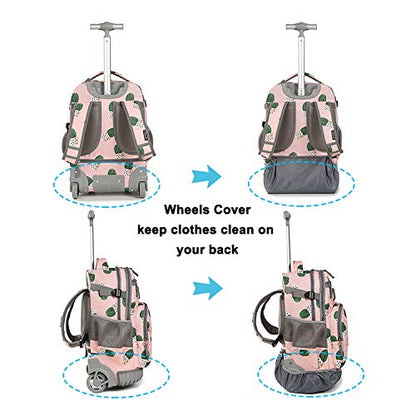 Tilami Rolling Backpack 19 inch with Lunch Bag Wheeled Laptop Backpack (Cactus) - color: Cactus