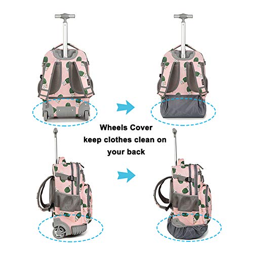 Tilami Rolling Backpack 19 inch with Lunch Bag Wheeled Laptop Backpack (Cactus) - color: Cactus