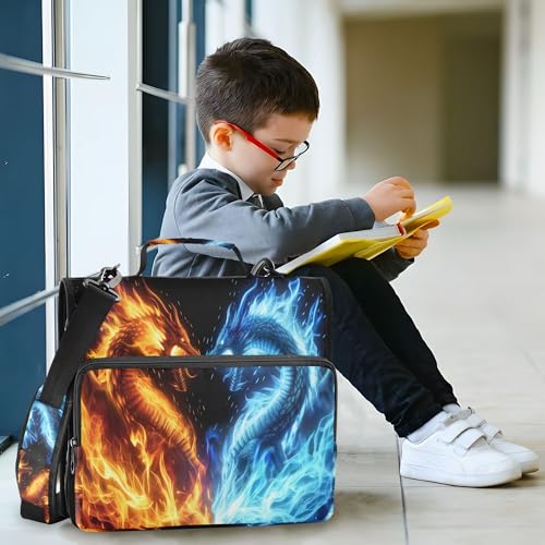 Dragon Zipper Binder with Shoulder Strap, 500 Sheets Capacity, Multiple Pockets 1.5Inch 3 Ring Zipper Binder - color: Dragon