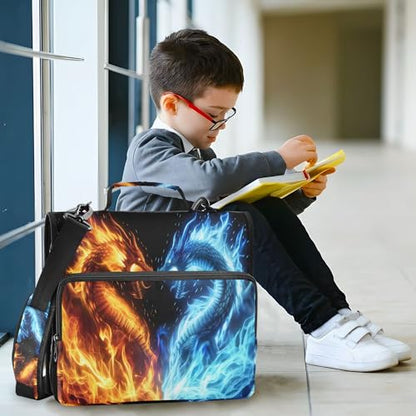 Dragon Zipper Binder with Shoulder Strap, 500 Sheets Capacity, Multiple Pockets 1.5Inch 3 Ring Zipper Binder - color: Dragon
