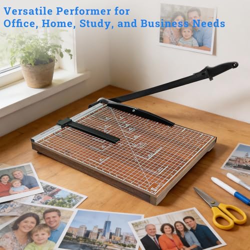A3 Guillotine Paper Cutter Trimmer, 18" Wood Paper Trimmer for Office and Crafts, 10-12 Sheets Capacity (Brown) - color: Brown