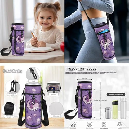CLOHOMIN Purple Axolotl Backpack and Lunch Box Set Cute Book Bag with Lunch Bag Water Bottle Carrier 3 in 1 High School Bookbag Grade 9-12 Student School Bag for Kids Girls 7st Grade Lunch Tote Bag - color: Cute Purple Axolotl