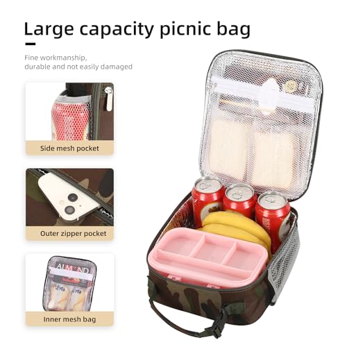 Lovoeo Lunch box Lunch bag for men women Insulated Lunchbox Lunch bags for Work Picnic Travel (Green camo) - color: Green camo