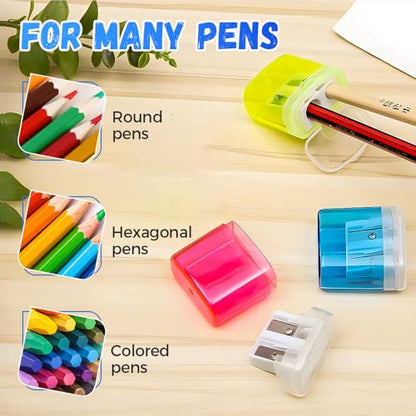 Pencil Sharpeners with Lid, Dual Holes Handheld Pencil Sharpener Manual for Standard and Jumbo Pencils, Compact Cute Sharpener for Adults Students School Home Office (2*Pink) - color: 2*pink