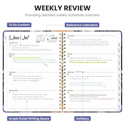 Planner 2026-2027, Academic Planner Weekly and Monthly, Jul 2026 - Jun 2027, Spiral Bound School Planning Tool with Tabs and Pocket, Perfect for Students & Teacher, 6.3" x 8.5", Jellyfish Waltz - color: N-Jellyfish Waltz, size: 6.3"x8.5" (A5)