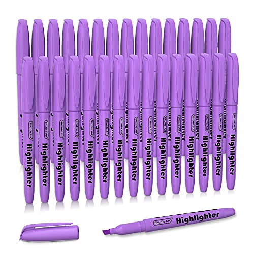 Shuttle Art Highlighters, 30 Pack Purple Highlighter Pen Bright Colors, Chisel Tip Dry-Quickly Non-Toxic Highlighter Markers for Adults Teachers Students Highlighting in Home School Office - color: Purple
