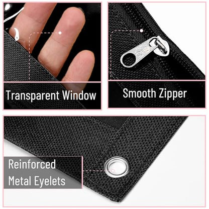 Mr. Pen- Pencil Pouch for 3 Ring Binder, 2 Pack, 10"x6.75", Smooth Zipper | Clear Window, Large Capacity Pencil Case with 3 Reinforced Grommets for School, Office, Supplies Storage | Clear Window, Large Capacity Pencil Case with 3 Reinforced Grommets for