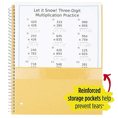 Five Star Spiral Notebooks, 3 Subject, Wide Ruled Paper, 150 Sheets, 10-1/2" x 8", Gray, Lime, 2 Pack (38429) - color: Gray/Lime