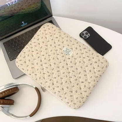 Cute Laptop Sleeve 13-15 inch Laptop Case Aesthetic Quilted Laptop Sleeve Computer Bag with Flower Printing for MacBook (Purple, 13inch) - color: Purple, size: 13inch
