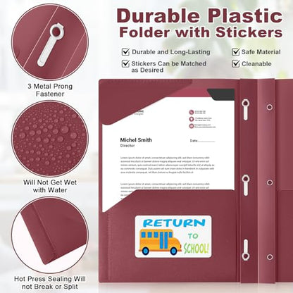 Henoyso 24 Set Take Home Folders with Clear Front Pocket, School-to-Home Communication Folder Bulk for Back to School Classroom, Heavy Duty Plastic Parent-Teacher Homework Folders (Dark Red) - color: Dark Red