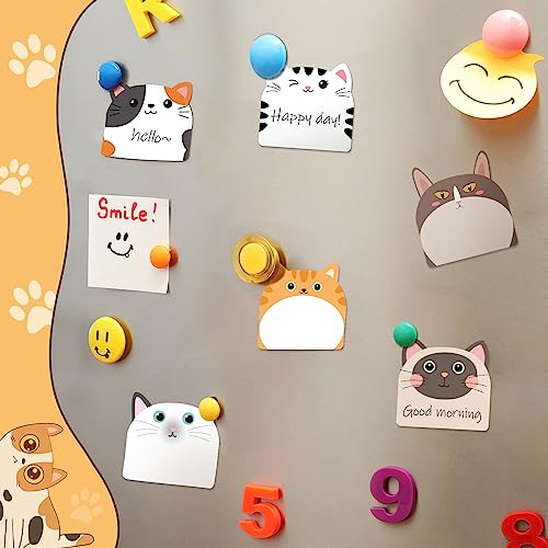 Yinder 24 Pads Cute Cat Sticky Notes Kawaii Animal Sticky Notes Pads Bulk Fun Cartoon Memo Pad Self Adhesive Tab Back to School Gift for Teacher Student Classroom Veterinary Cat Office Supplies - style: Cats