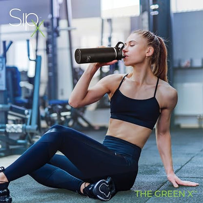 SipX™ 18 oz Insulated Water Bottle with 3 Lids – Leakproof Stainless Steel, Triple Insulated – Cold 24 Hours/Hot 12 Hours – Durable Bottle for School, Gym, Travel – Black - color: Black, size: 18 Ounces