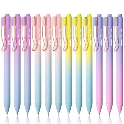Mr. Pen- Retractable Gel Pens, 12 Pack, Black Ink, Gradient Barrel | Fine Point 0.5 mm, Fast Dry, Smooth Writing, Cute Gel Ink Pens for Drawing, Journaling, Writing Planner and School Supplies