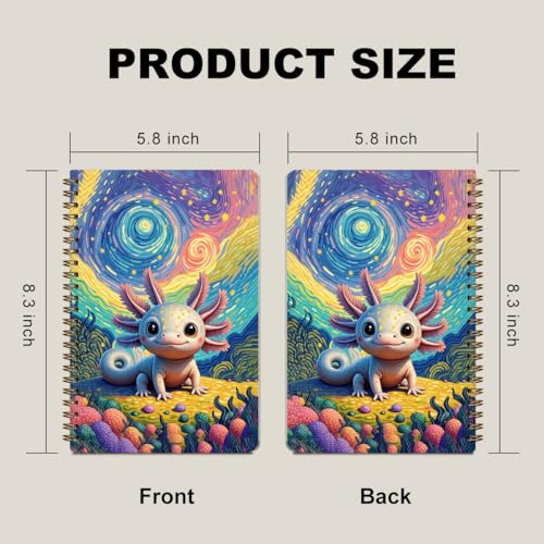 2 Pcs Van Gogh Starry Night Axolotl Spiral Notebook, A5 Journal Notebook | 160 Pages College Ruled Spiral Notebooks, Hardcover Journals for Writing Travel Office, Axolotl Gifts for Women Coworker - color: Multicolour 0004