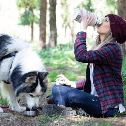 Asobu Dog Bowl Attached to Stainless Steel Insulated Travel Bottle for Human 37oz/1.1 Liter with Detachable Dog Bowl (Smoke) - color: Smoke