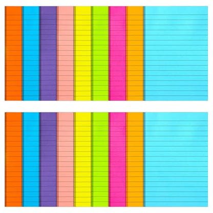 18 Pack Lined Sticky Notes 4x6 in Self-Stick Note Pads with Lines 9 Bright Colors Super Sticking Power Memo Pads Big Rectangular Notes Pad Its for Office, School, Meeting - size: 18pcs 4x6"